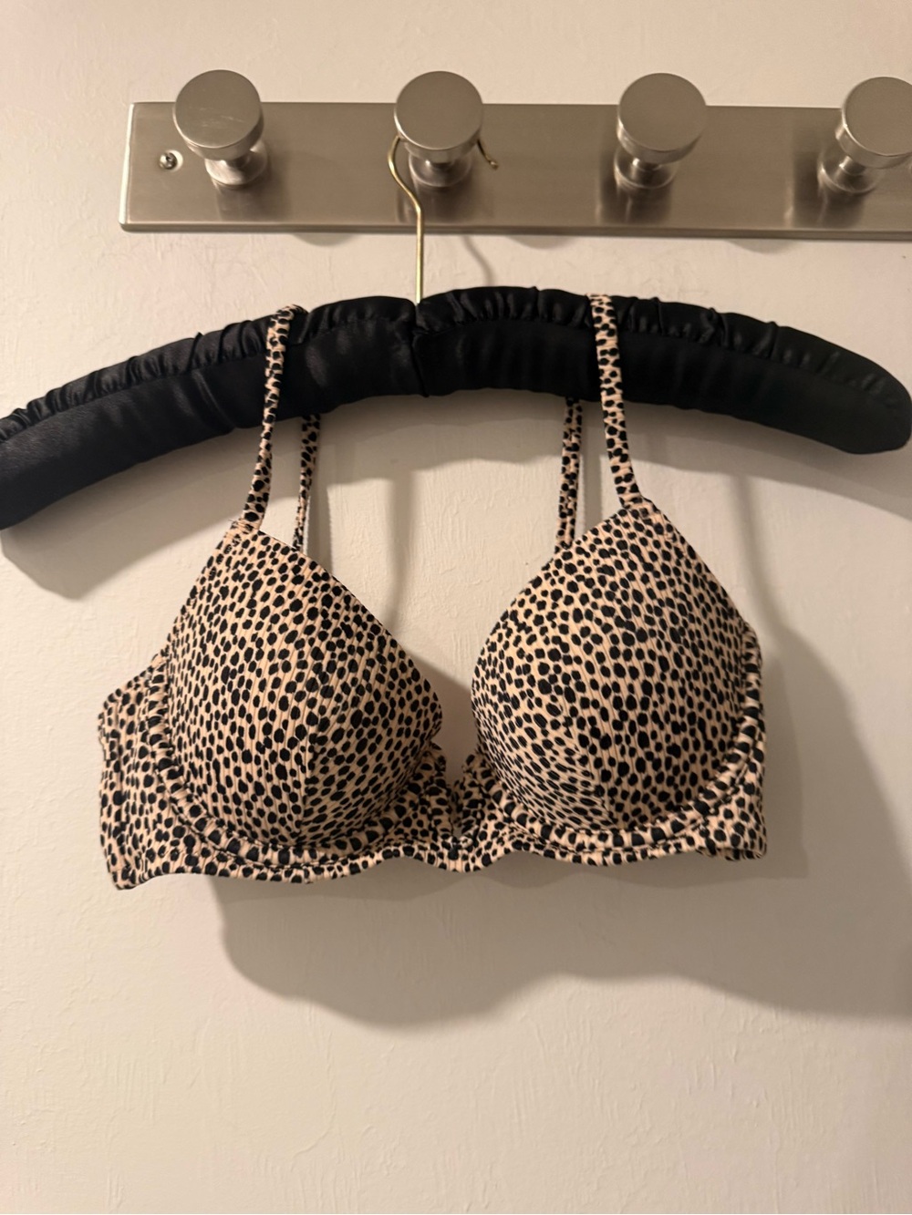 Shade & Shore Leopard Spot Padded Bathing Suit Bra - Beige & Black